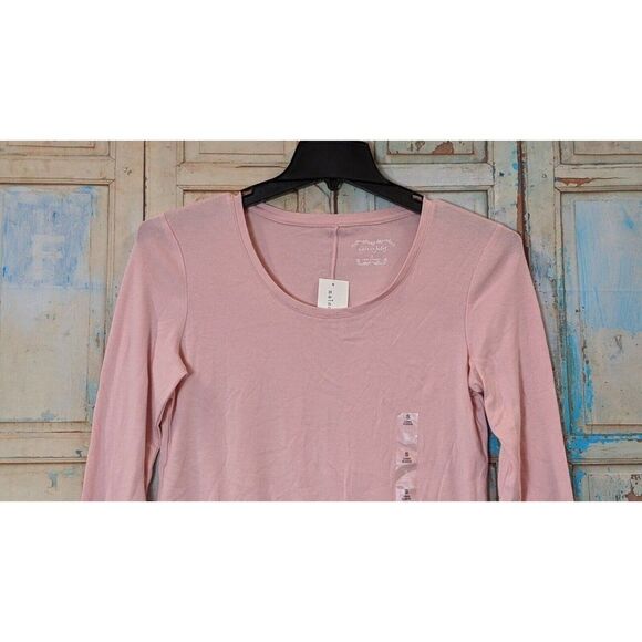 Maison Jules Womens Size Small Pink Scoop Neck Long Sleeves Pullover T Shirt - Picture 4 of 7